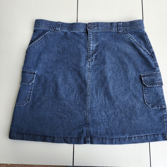 Riders by Lee Denim Jean Skirt Women's Blue Sz 18 Medium Cargo Pockets Stretch - Picture 1 of 9